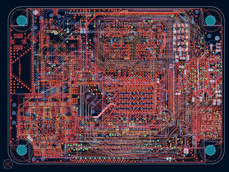 Board layout with all the layers turned on